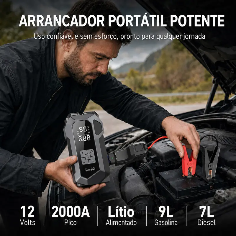 Partida de até 2000A em baterias 12V